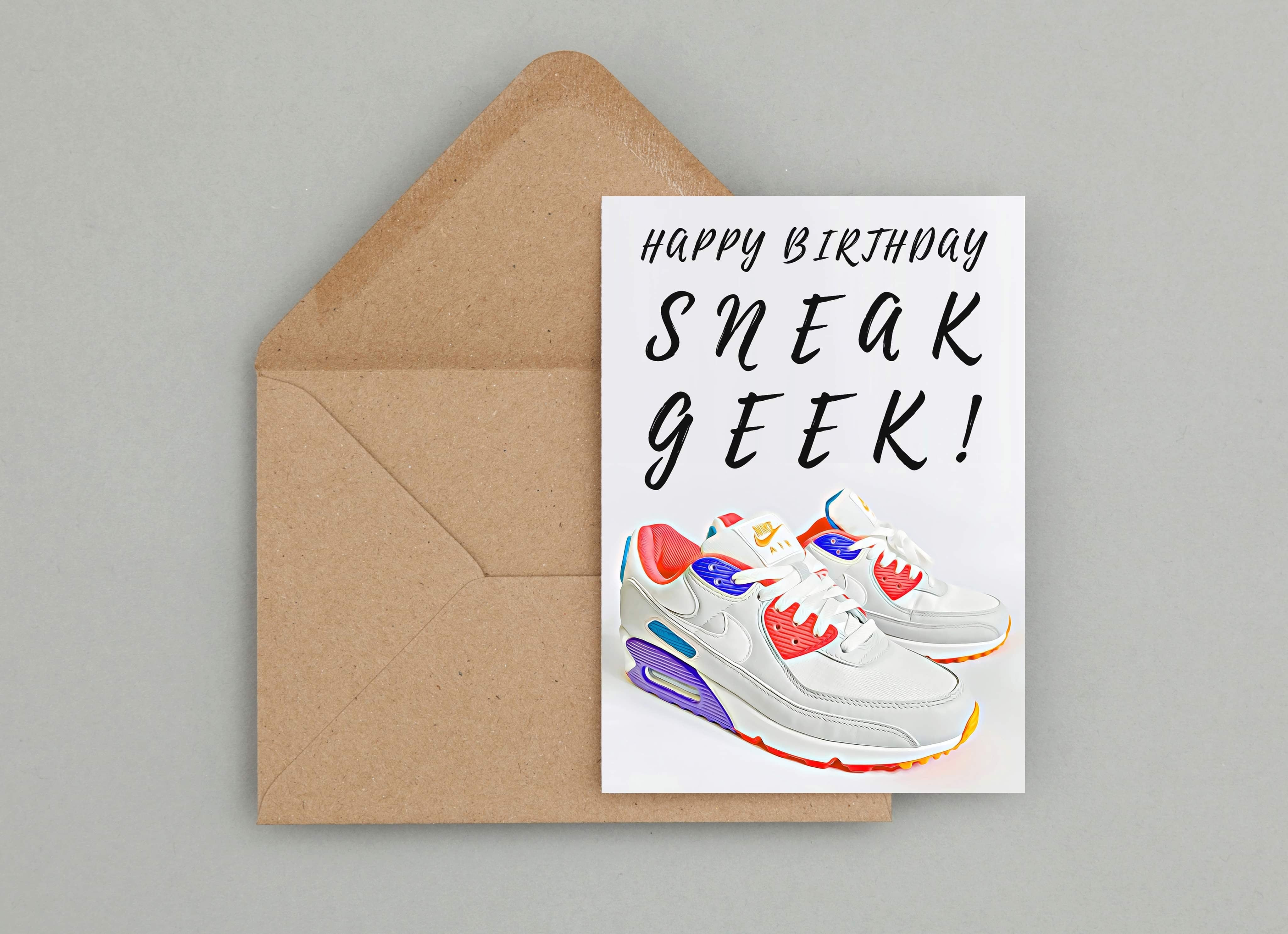 Nike Air Max 90 Sneak Geek Birthday Card Rosa Loves Rainbows