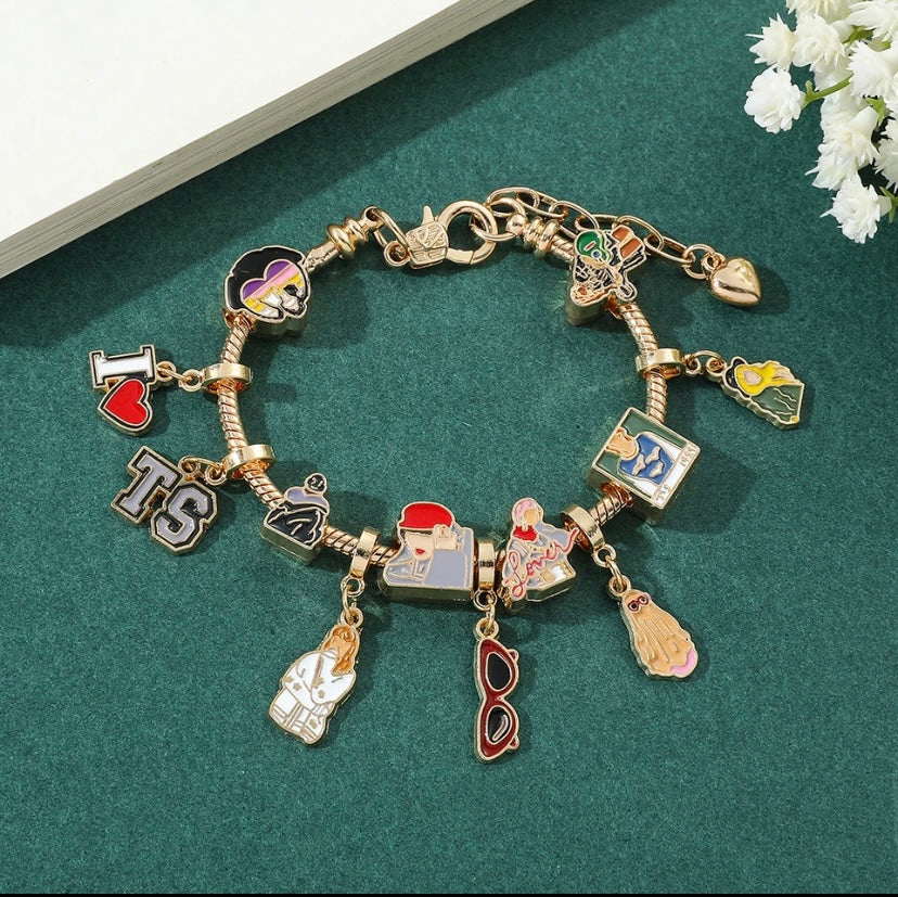 Gold Taylor Swift Charm Bracelet