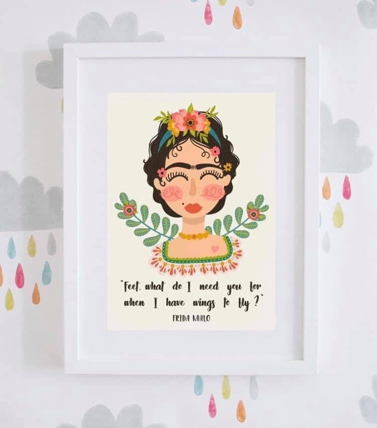 Frida Kahlo Quote Floral Wall Art