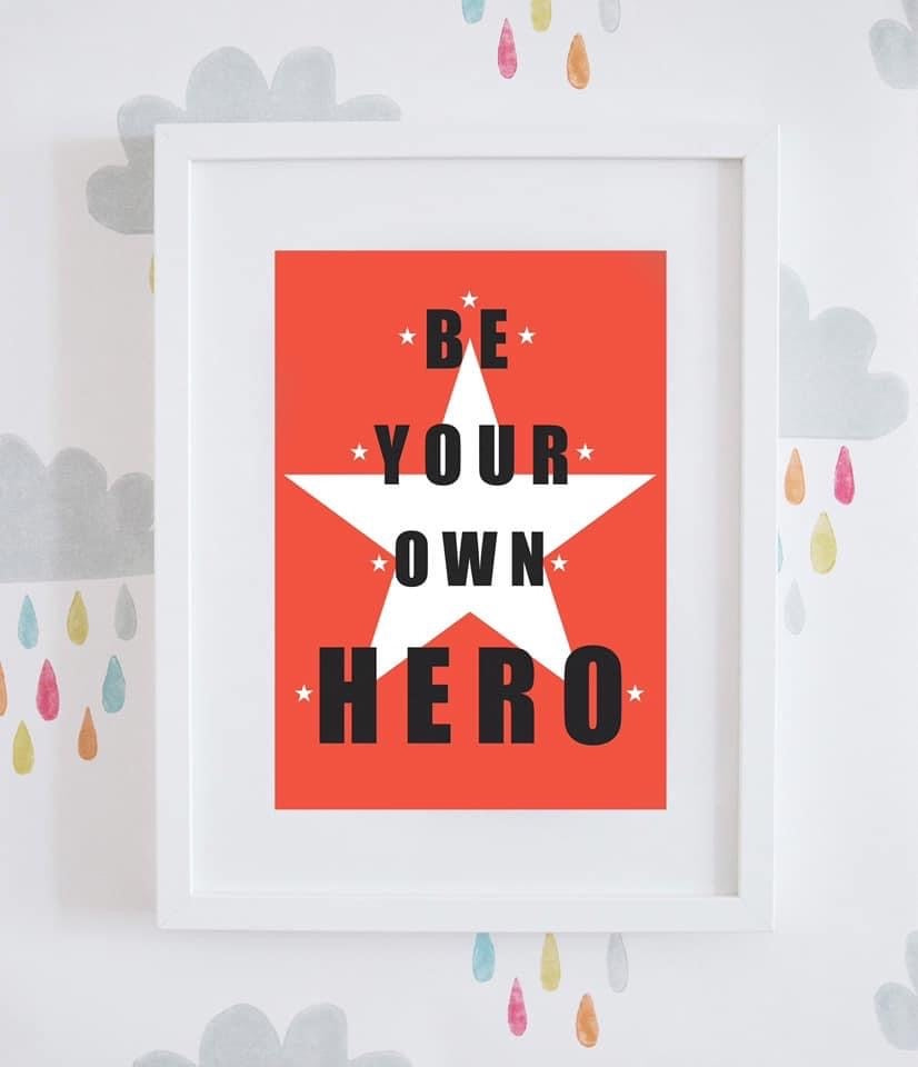 Orange  ‘Be Your Own Hero’ Star Wall Art