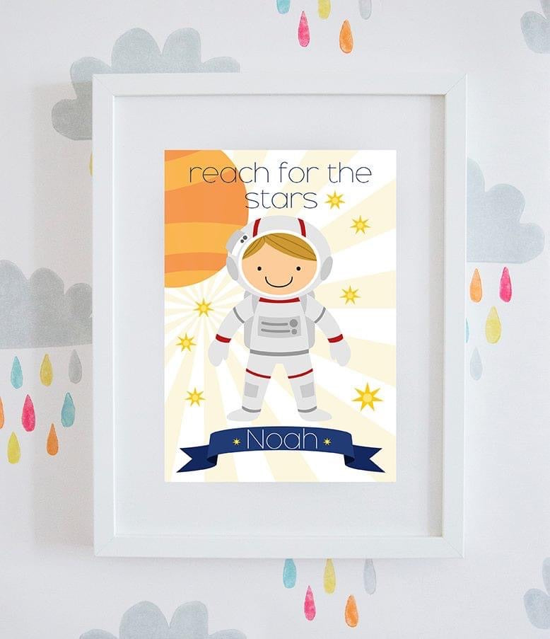 Personalised ‘Reach For The Stars’ Astronaut Print (Boy & Girl available)