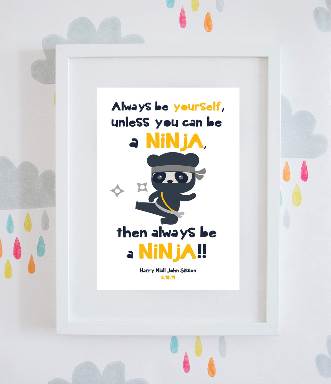 Personalised ‘Ninja’ Panda Wall Art