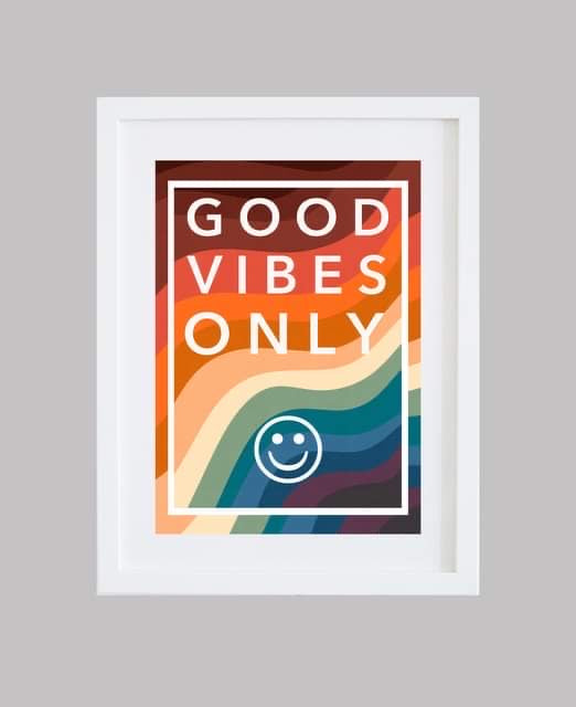 Retro 70’s Style ‘Good Vibes Only’ Wall Art