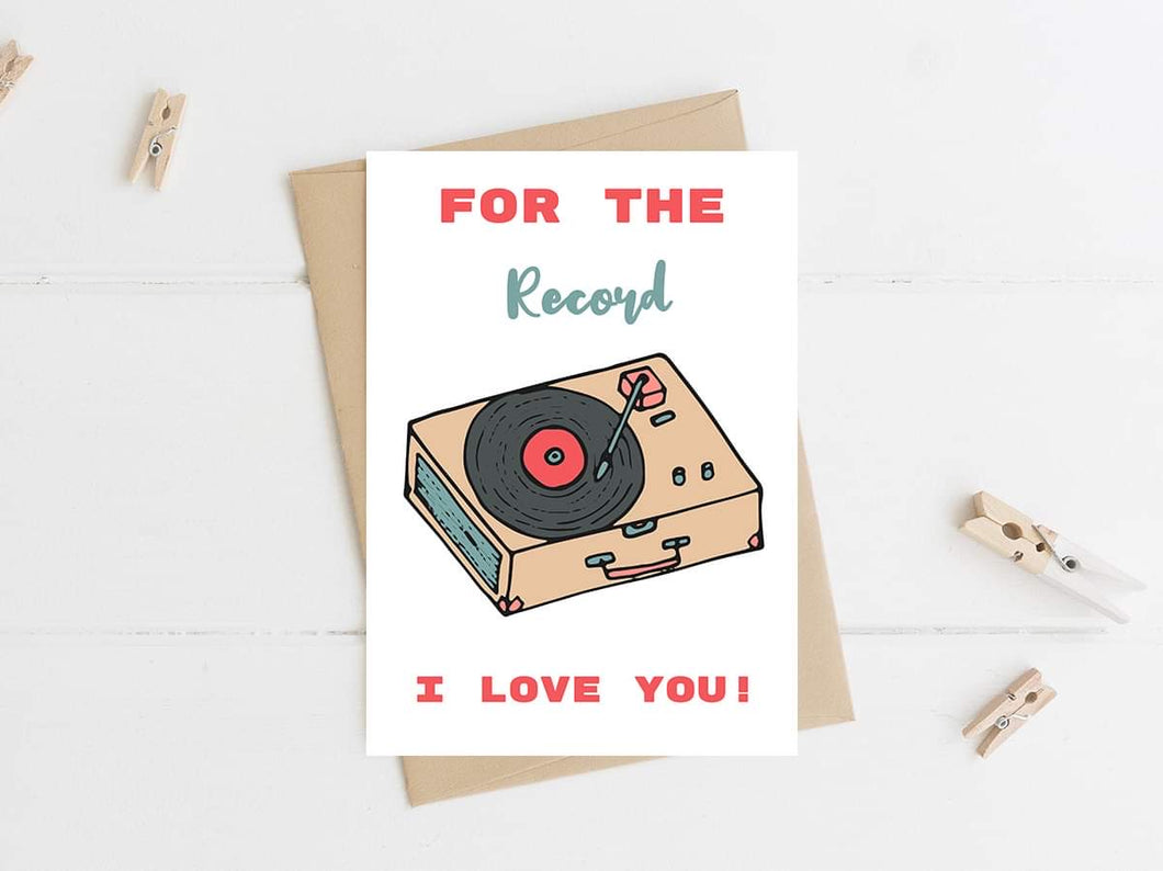 Vinyl Record Lovers Valentines Card