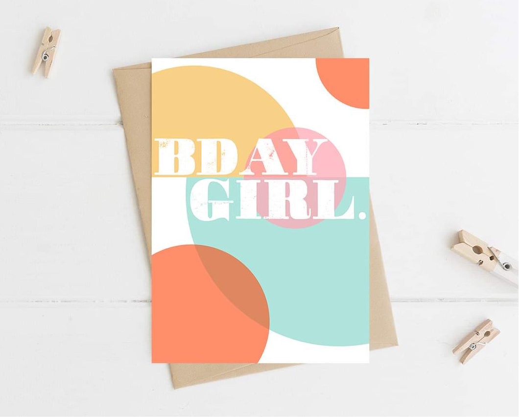 BDAY GIRL Modern Shapes Design Birthday Card