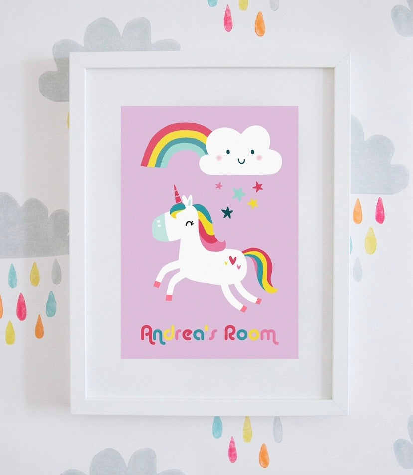 Personalised Unicorn & Rainbow Wall Art