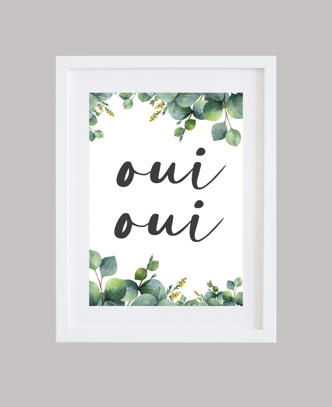 French ‘oui oui’ Greenery Bathroom Wall Art