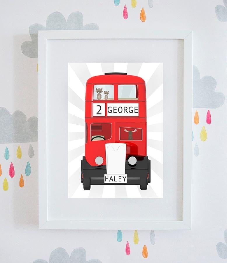 Personalised Red Double Decker London Bus Wall Art