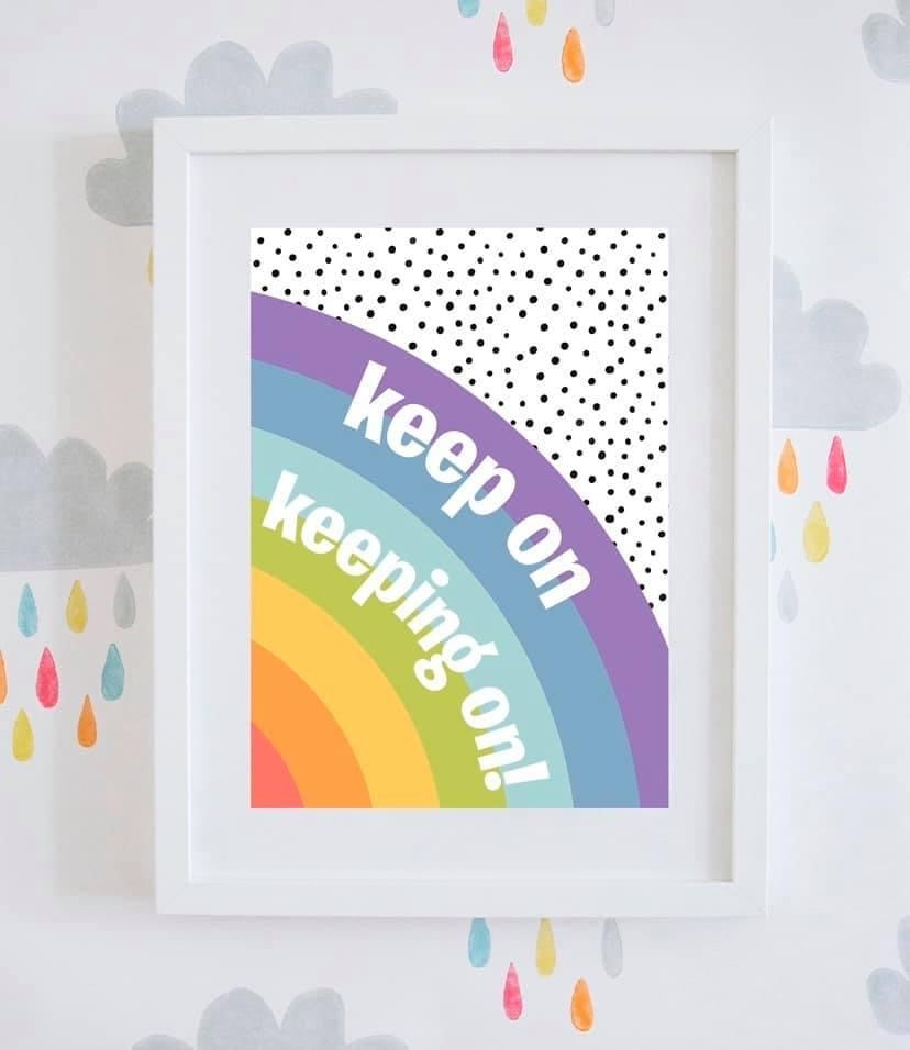 Rainbow ‘Keep On Keeping On’ Polka Dot Wall Art