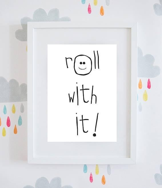 ‘Roll With It’ Monochrome Wall Art