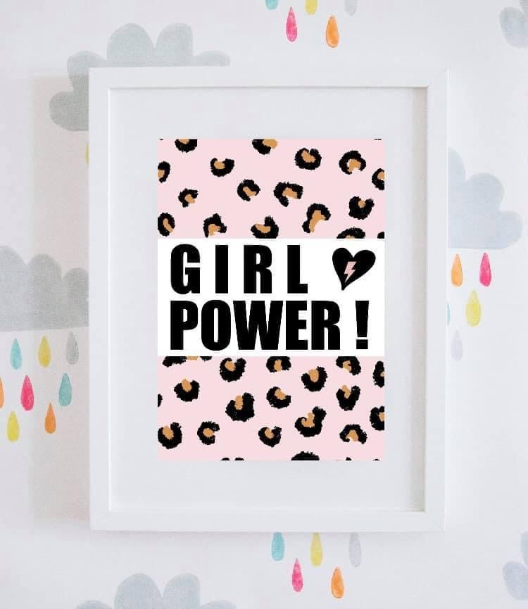 Pink Leopard Print ‘GIRL POWER’ Wall Art