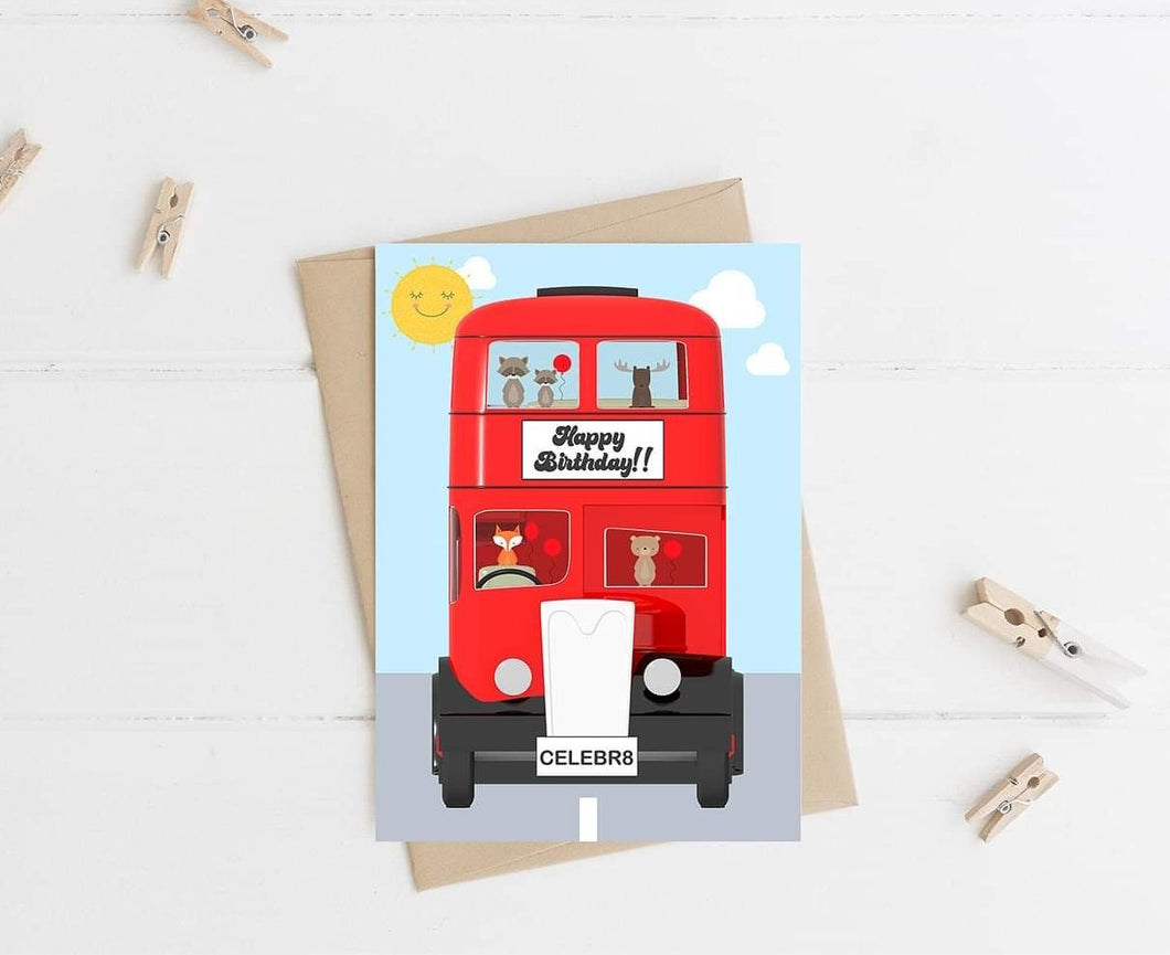 Red London Bus Birthday Card