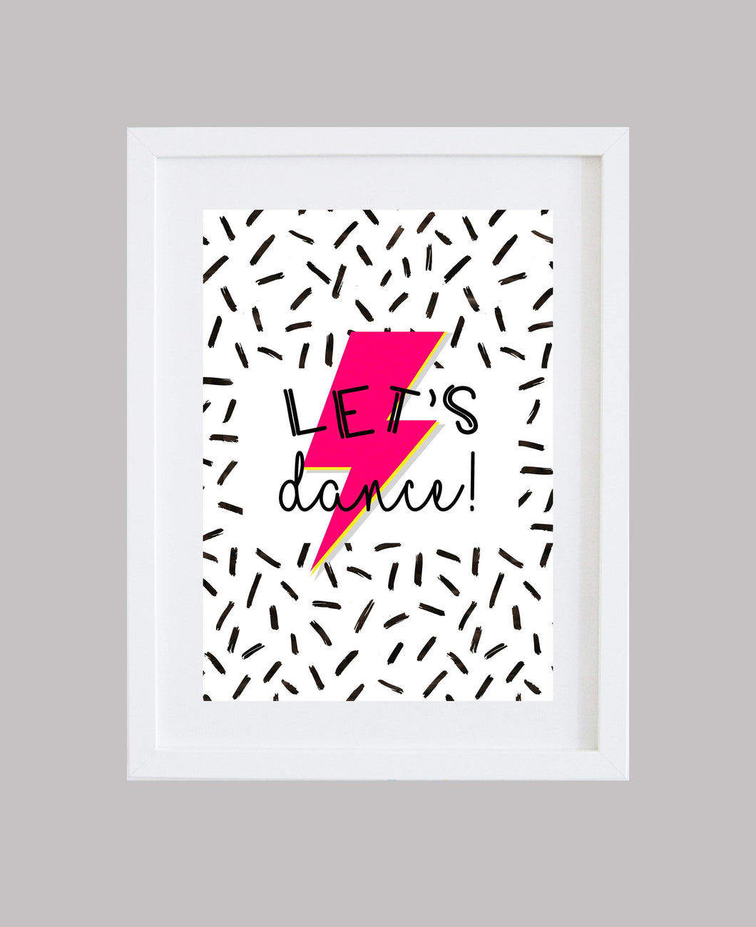 ‘Let’s Dance’ David Bowie’ Quote Lightning Bolt Wall Art (Pink & Green Available)