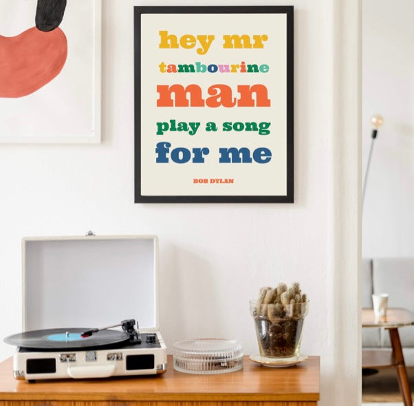 Bob Dylan Tambourine Man Lyric Wall Art