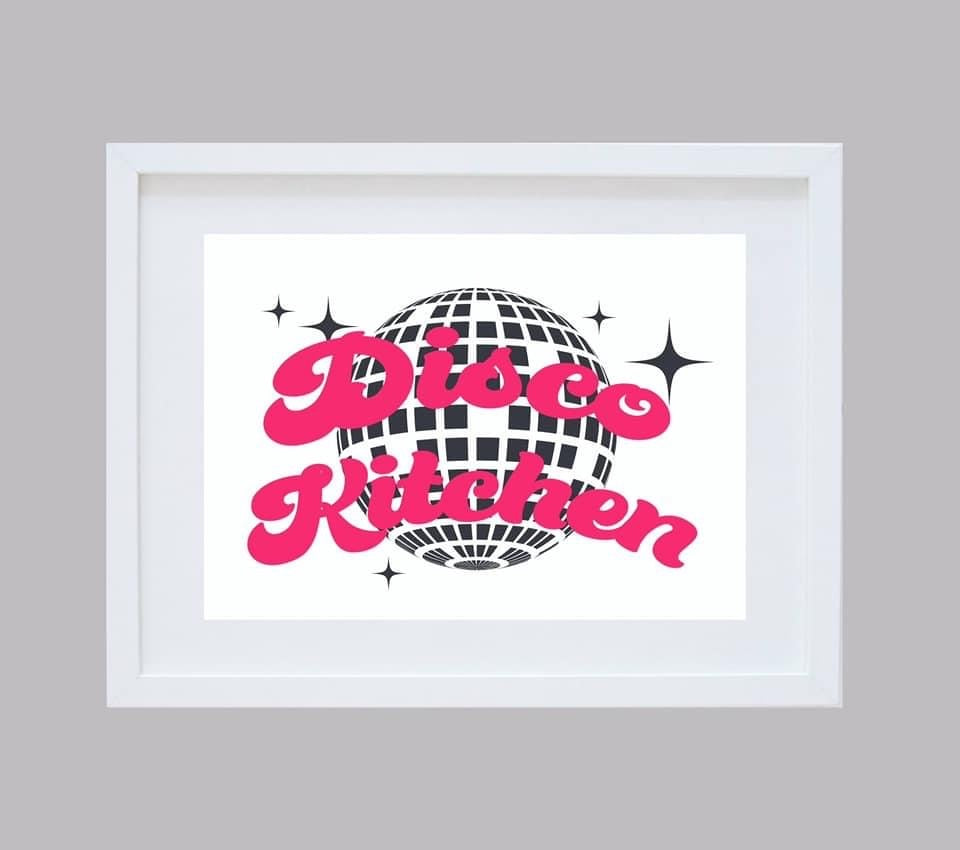 ‘Disco Kitchen’ Disco Ball Retro Style Wall Art