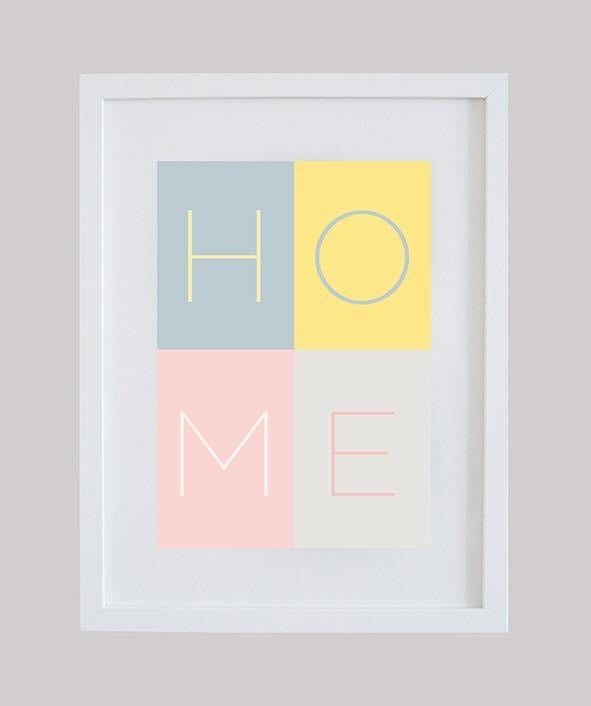 ‘Home’ Pastel Shades Wall Art