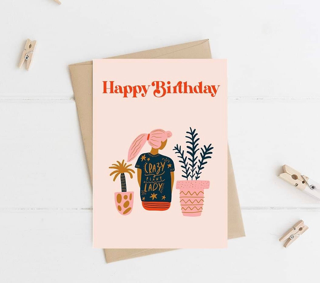 Crazy Plant Lady ‘Happy Birthday’ Modern Card