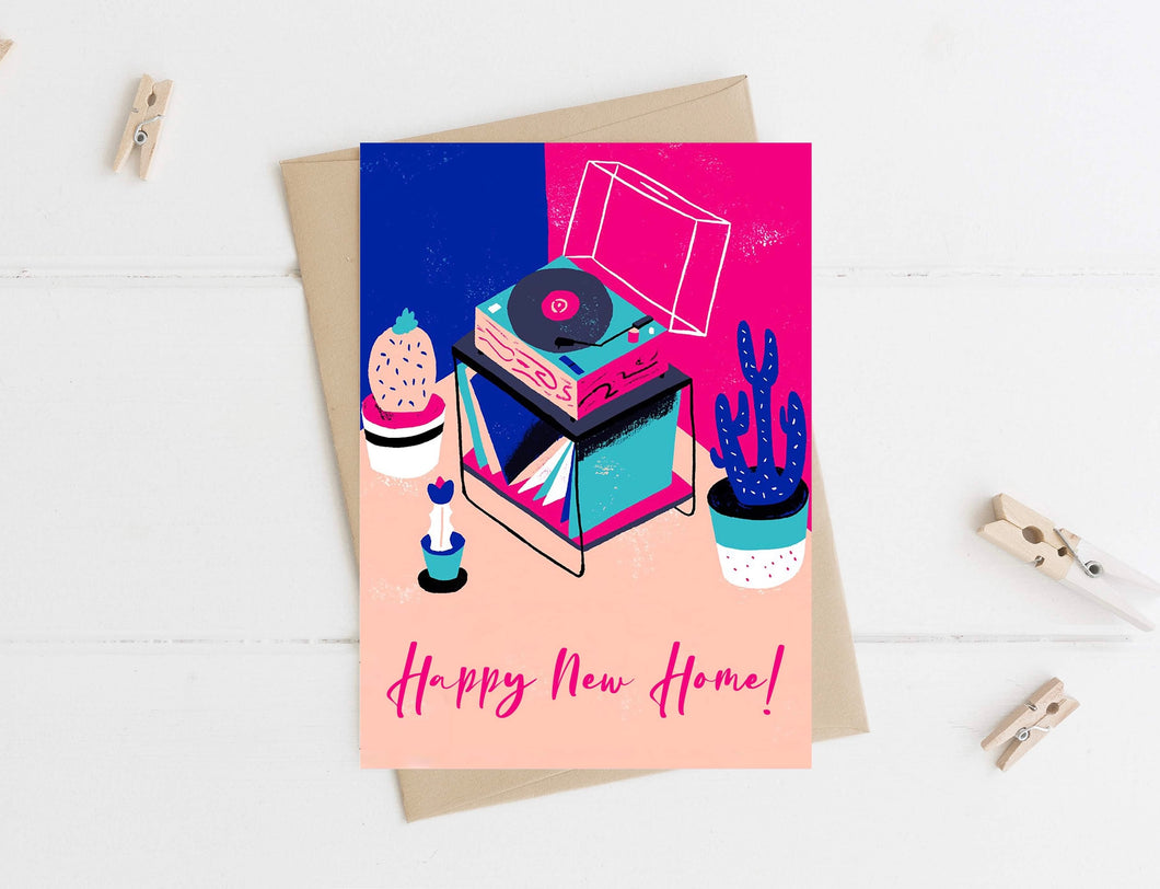 ‘Happy New Home’ Record Player & Vinyl Card