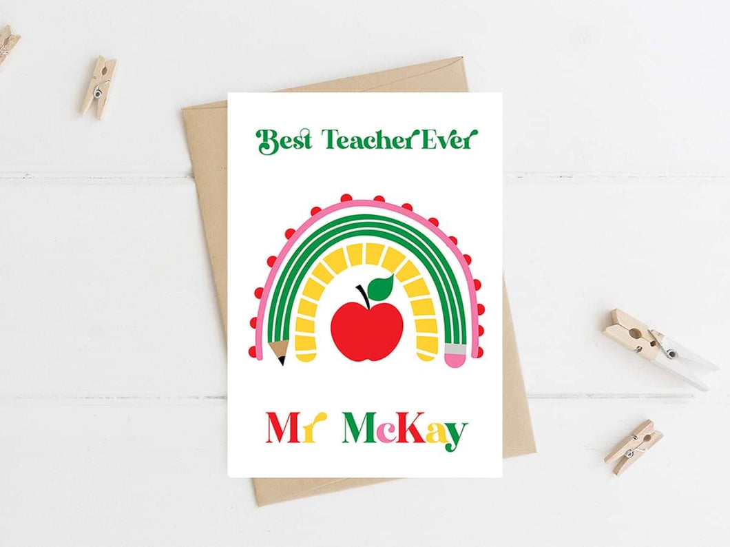 Best Teacher Ever Personalised Card