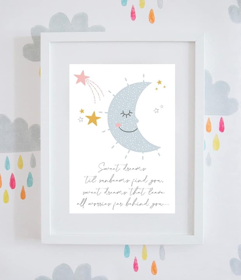 ‘Dream A Little Dream’ Moon & Stars Music Quote Wall Art