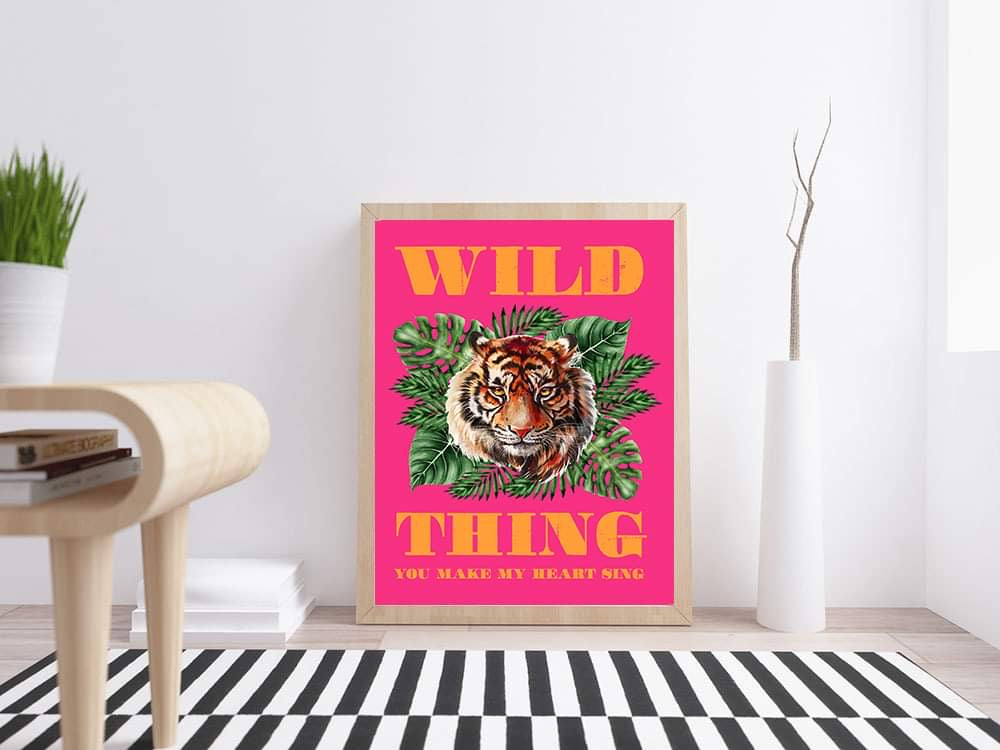 ‘Wild Thing’ Bright Pink Tiger Wall Art