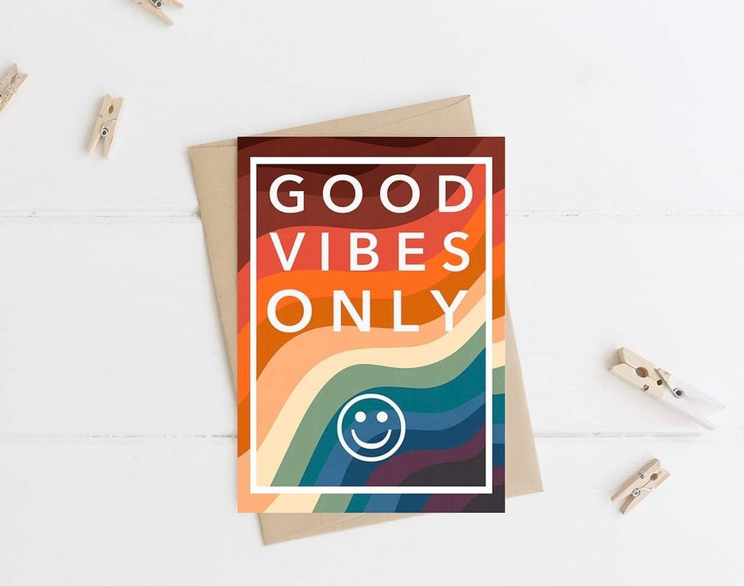 ‘Good Vibes Only’ Retro Groovy Card